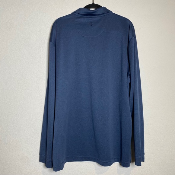 PRO‎ TOUR XLT Mens Long Sleeve Golf Polo Shirt Coolplay Fabric Navy Blue Tall - Picture 2 of 9